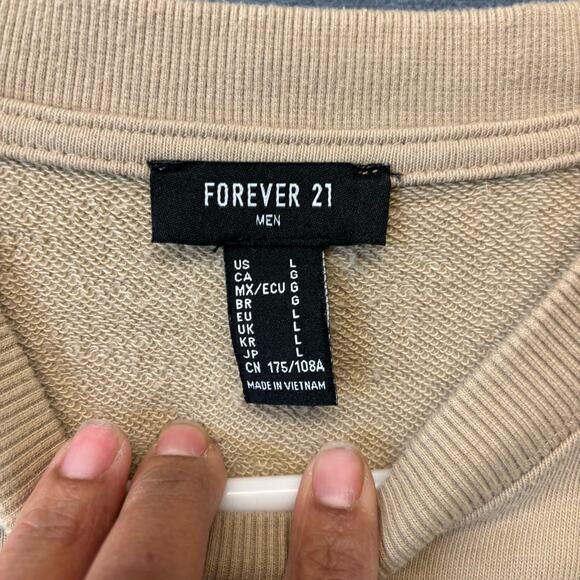 Y2K Crewneck Sweatshirt World Peace Sign Mens Large Forever 21 Embroidered - Picture 6 of 8